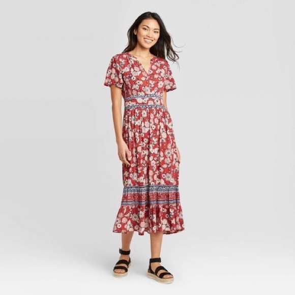Knox Rose Dresses & Skirts - Knox Rose Floral Print Short Sleeve Dress